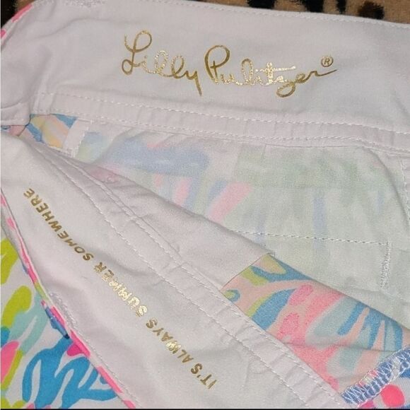 Lilly Pulitzer Vintage Callahan Shorts Lovers Coral Flat Front Midi Leisure - Picture 11 of 11